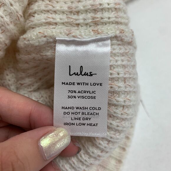 Lulus Always Adoring Sweater Womens S Ivory Space Dye Balloon Sleeve Pullover - Picture 11 of 14